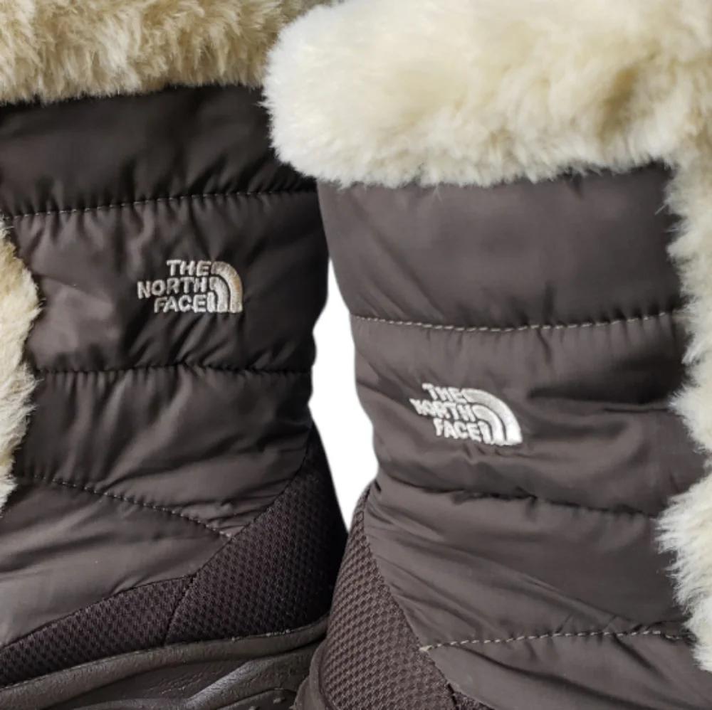 North Face Weatherproof Quilted Faux Fur High-top Outdoor Boots Flawed NWOT Sz 5